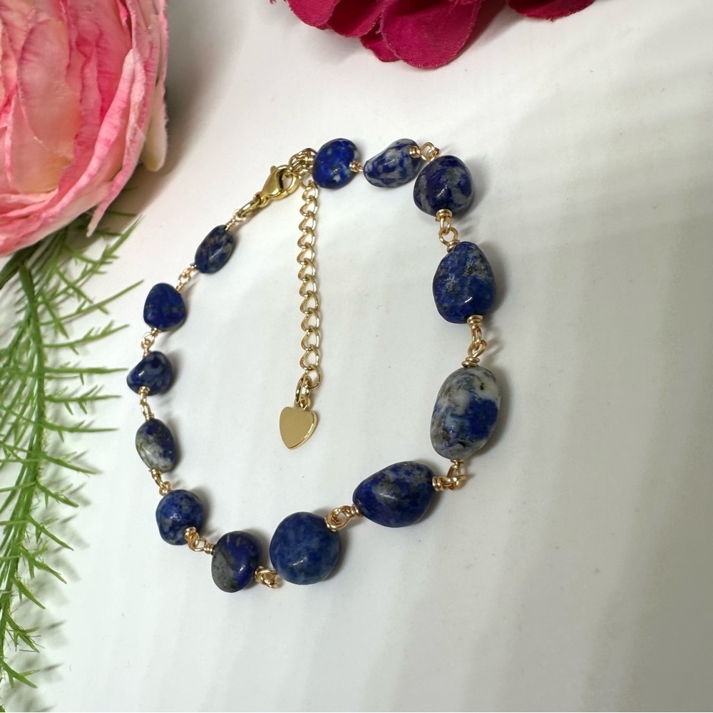 NEW⚜️Lapis Lazuli Gemstone Beaded Bracelet - Picture 3 of 5